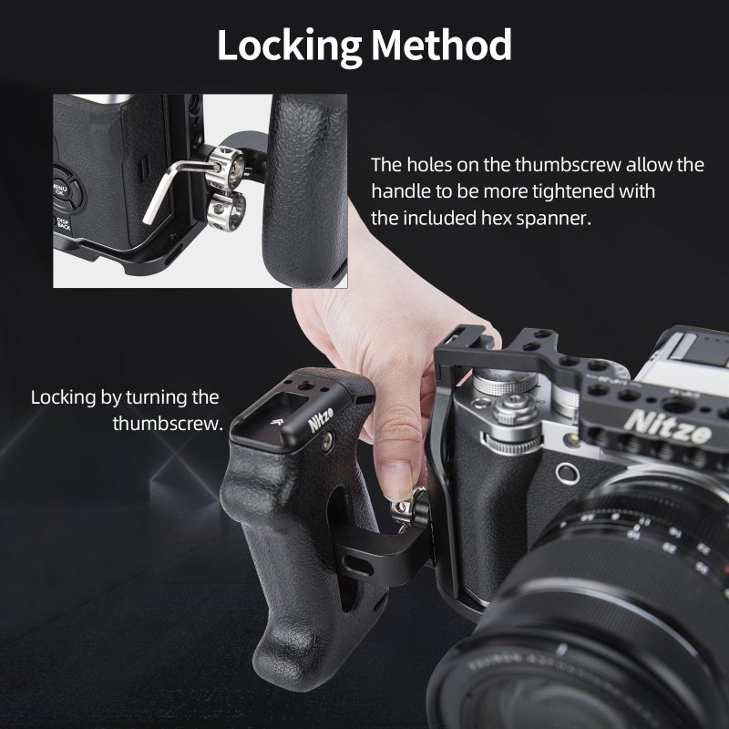 Nitze Side Handle with 1/4" Screws, Camera Side Handle for Camera Cage, Monitor Cage, Up/Down and Left/Right Adjustable - PA22-H2 - Image 5